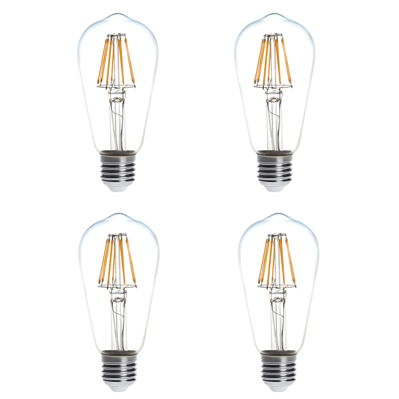 ST18 E26/E27 8W LED Vintage Antique Filament Light Bulb, 75W Equivalent, 4-Pack